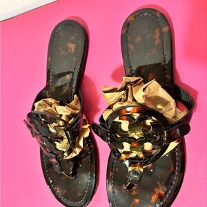 Tory Burch Miller sandals, tortoise